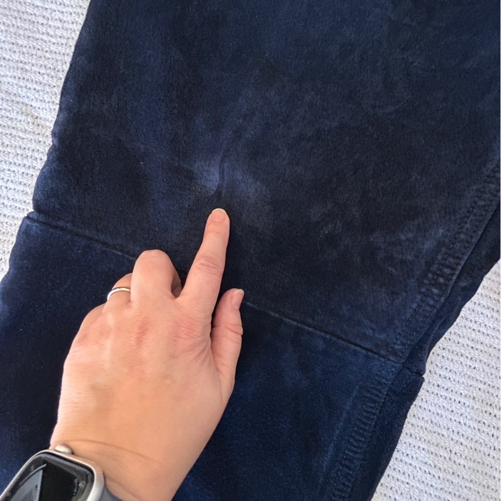 Vintage Wash 2 Wear W2W Mens Size 36 Suede Pants Machine Washable Navy Blue Pant - Picture 2 of 14